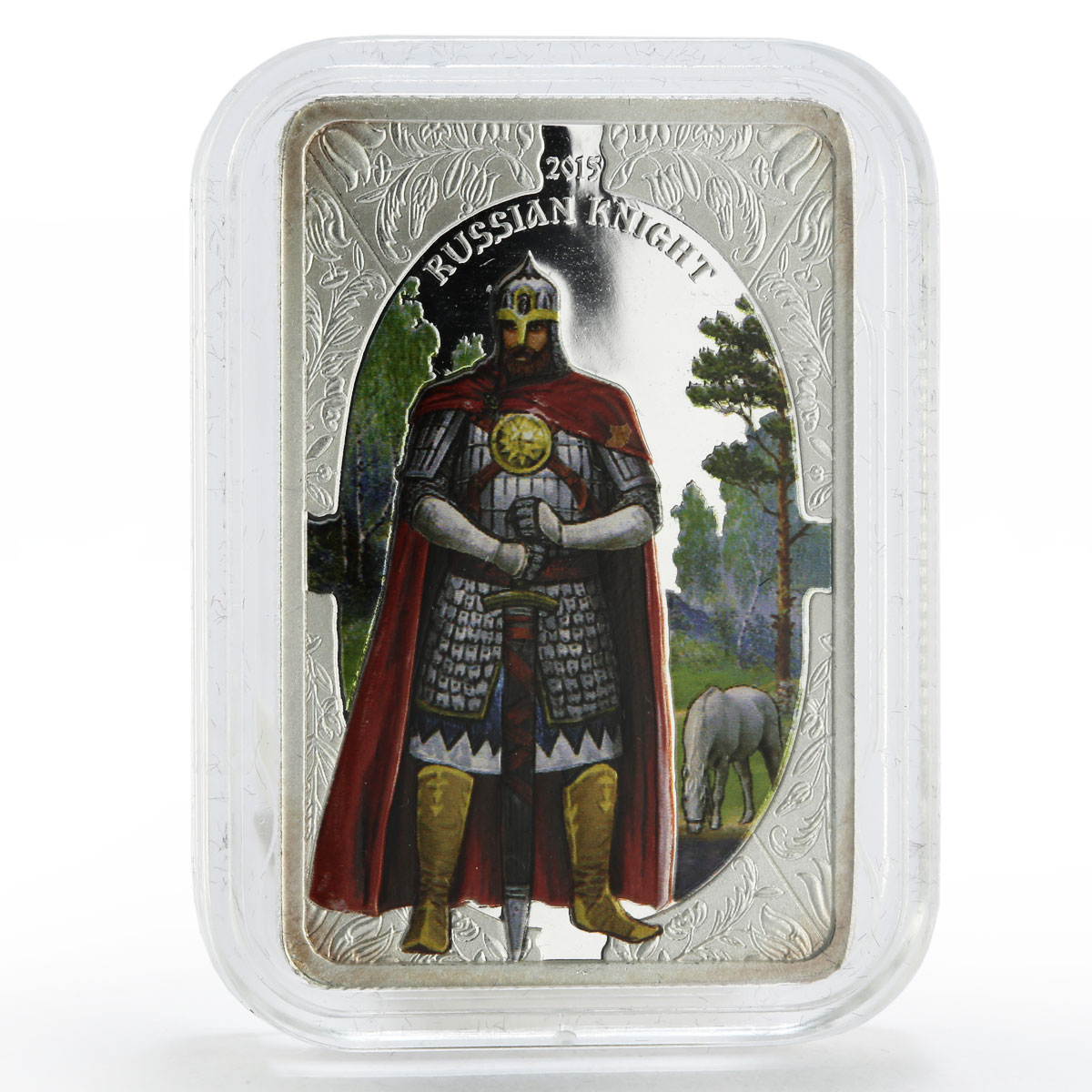 Benin 1000 francs Russian Knight colored silver coin 2015