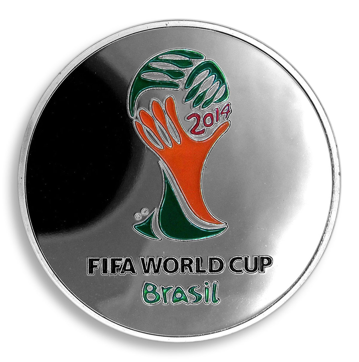 Football World Cup 2014, Robben, Brazil, FIFA, Colorized, Silver Plated, Token