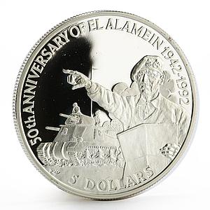 Belize 5 dollars 50th Anniversary of El Alamein Montgomery proof silver 1992