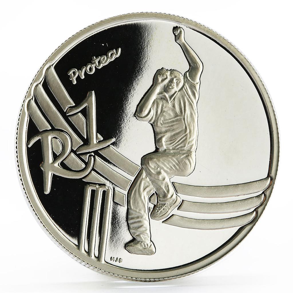 South Africa 1 rand Protea series Cricket World Cup proof silver coin 2003