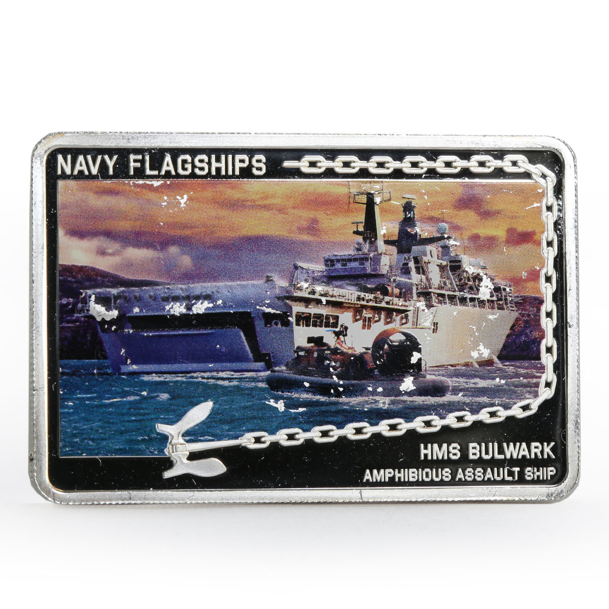 Tanzania 500 shillings Navy Flagships series HMS Bulwark proof silver coin 2014