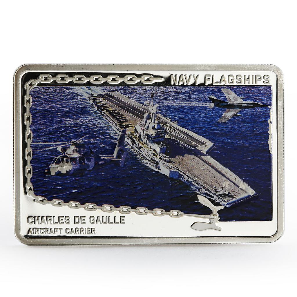 Tanzania 500 shillings Navy Flagships series Charles de Gaulle silver coin 2014