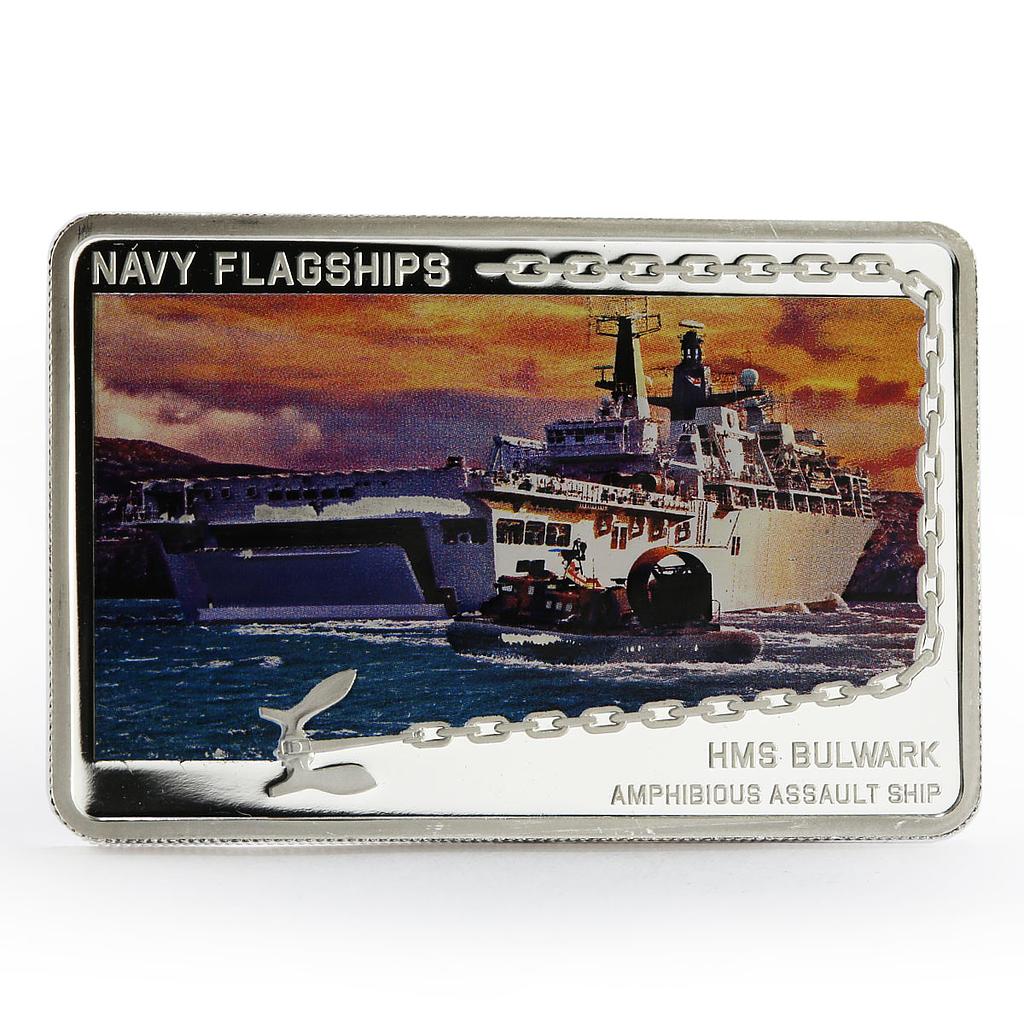 Tanzania 500 shillings Navy Flagships series HMS Bulwark proof silver coin 2014