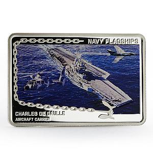 Tanzania 500 shillings Navy Flagships series Charles de Gaulle silver coin 2014