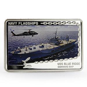 Tanzania 500 shillings Navy Flagships series USS Blue Ridge silver coin 2014