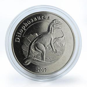 France Mayotte 1 franc Dilophosaurus dinosaur coin 2017