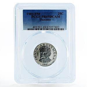 Panama 25 centesimos Statesman Justo Arosemena PR69 PCGS proof nickel coin 1981