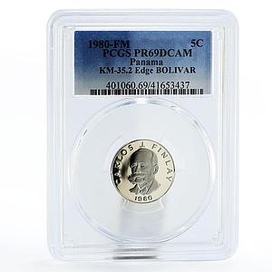 Panama 5 centesimos Epidemiologist Carlos J. Finlay PR69 PCGS nickel coin 1980