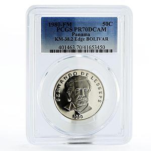 Panama 50 centesimos Fernando de Lesseps PR70 PCGS proof nickel coin 1980