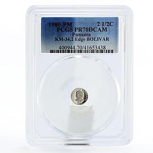 Panama 2,5 centesimos Victoriano Lorenzo PR70 PCGS proof nickel coin 1980