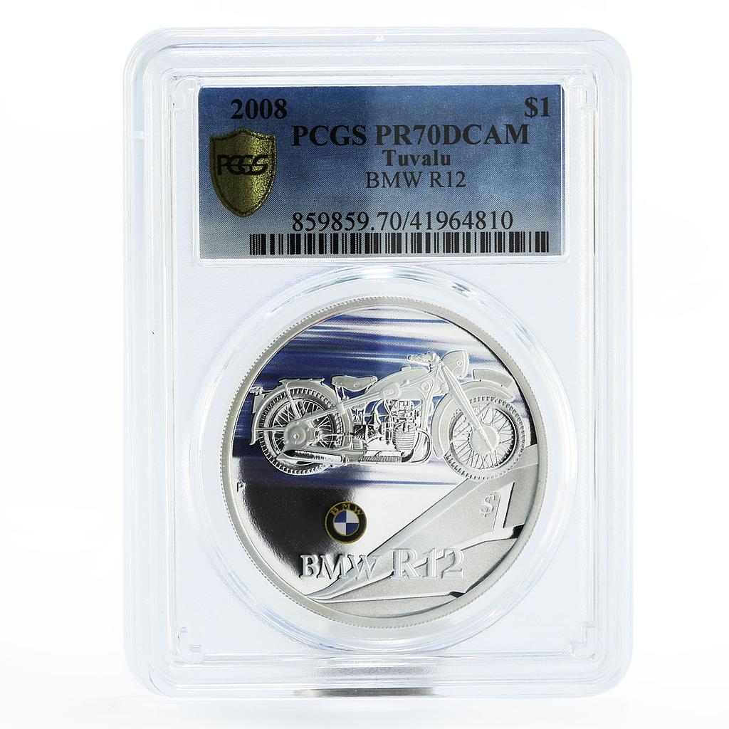 Tuvalu 1 dollar Classic Motorbikes series BMW R12 PR70 PCGS silver coin 2008