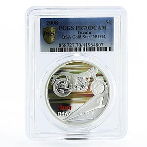 Tuvalu 1 dollar Classic Motorbikes series Goldstar PR70 PCGS silver coin 2008