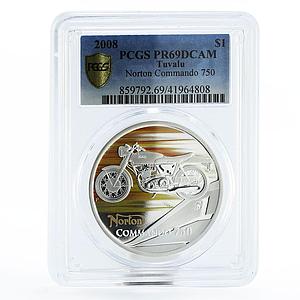 Tuvalu 1 dollar Classic Motorbikes series Norton PR69 PCGS silver coin 2008