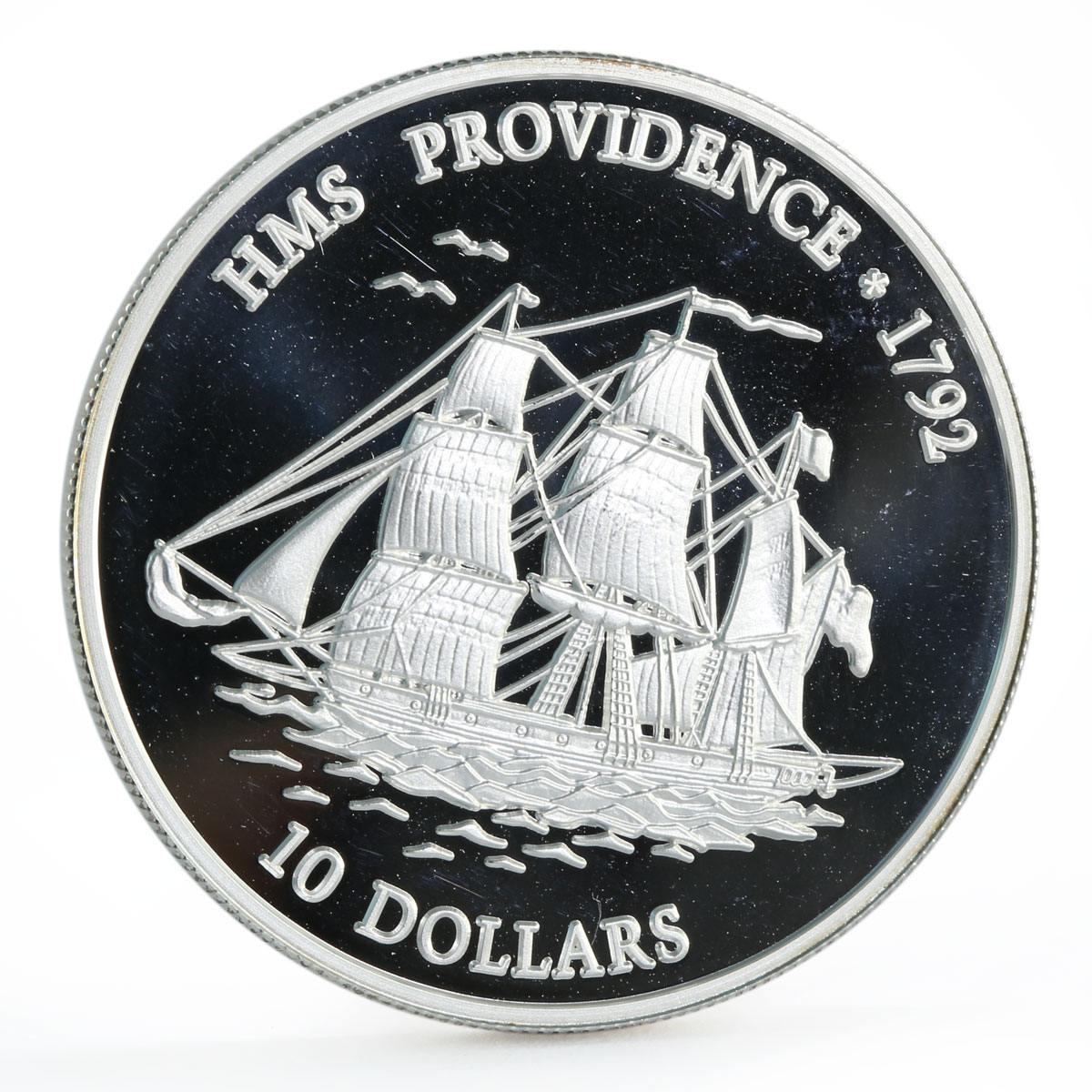 Fiji 10 dollars Sailing Ships series HMS Providence Ship proof silver coin 2001