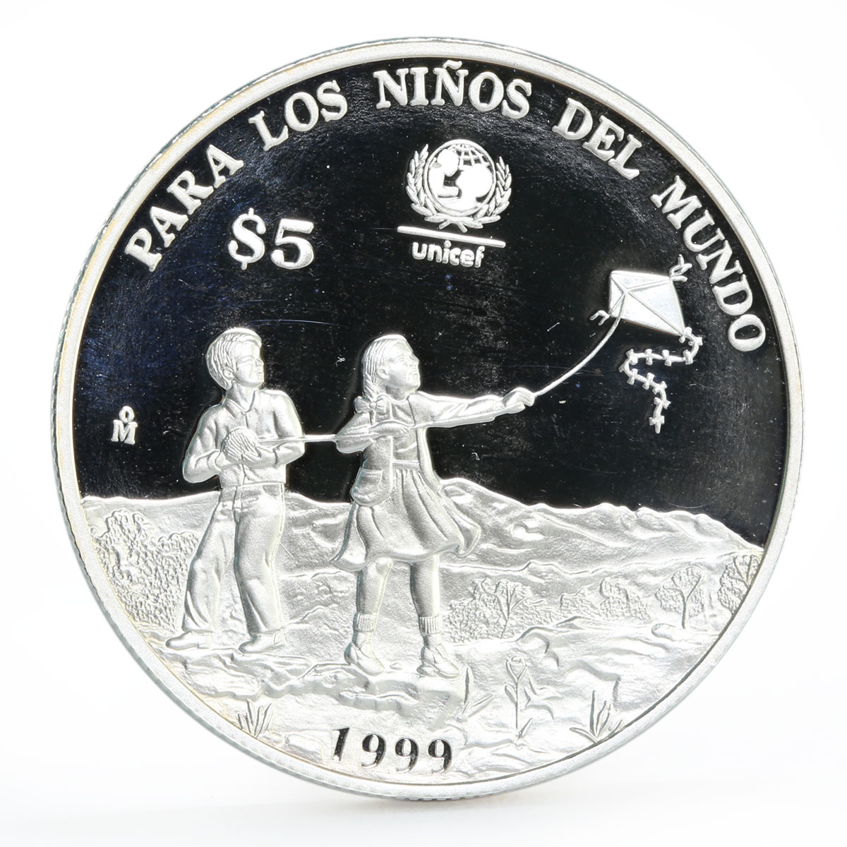 Mexico 5 pesos UNICEF series Children Playing with Kite proof silver coin 1999