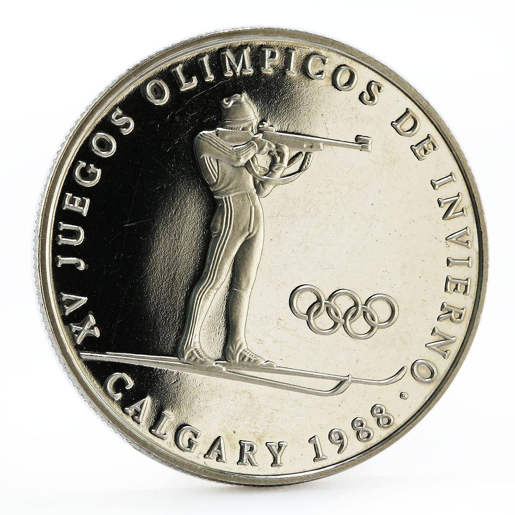 Panama 1 balboa Calgary Olympic Winter Games series Biathlon CuNi coin 1988
