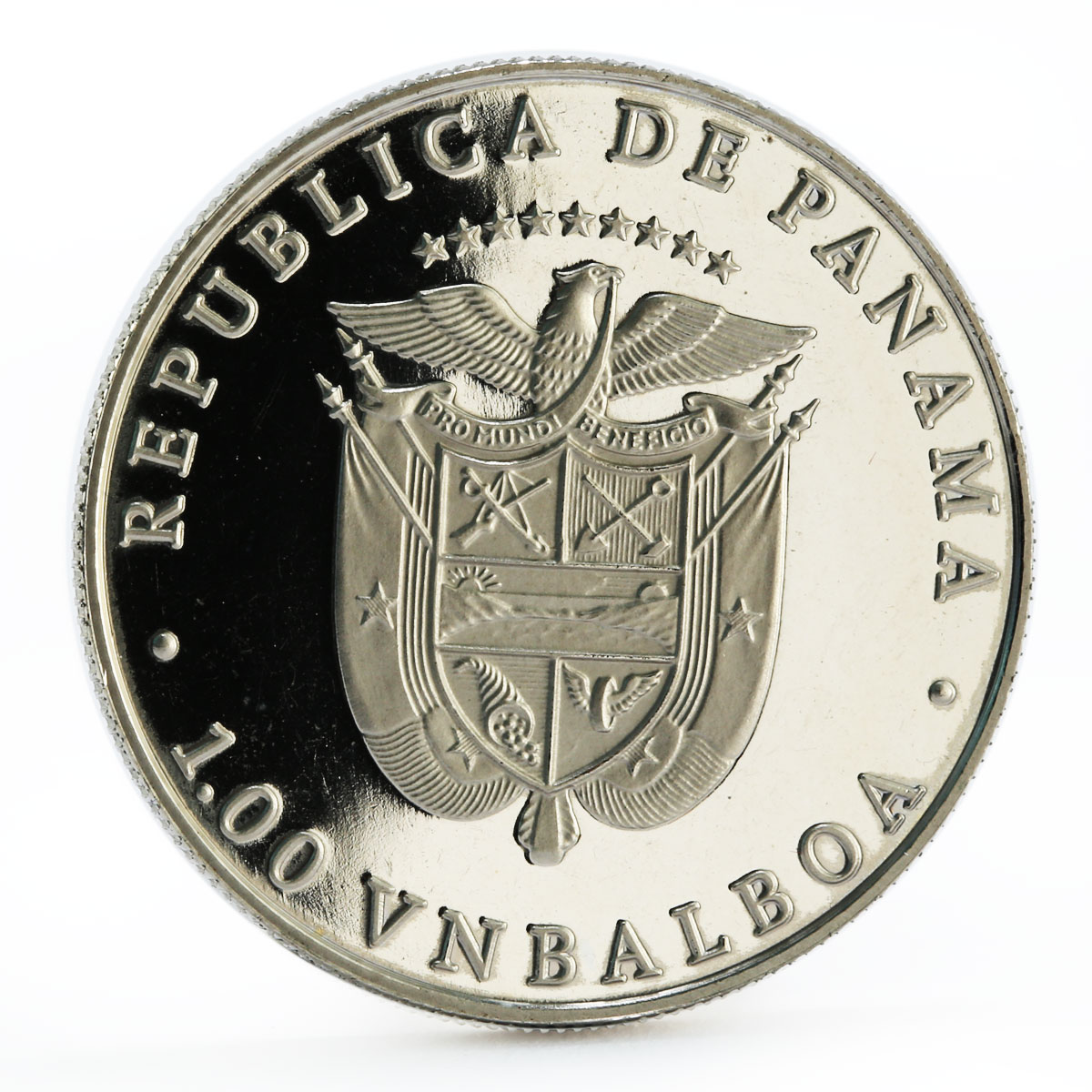 Panama 1 balboa Calgary Olympic Winter Games series Biathlon silver coin 1988