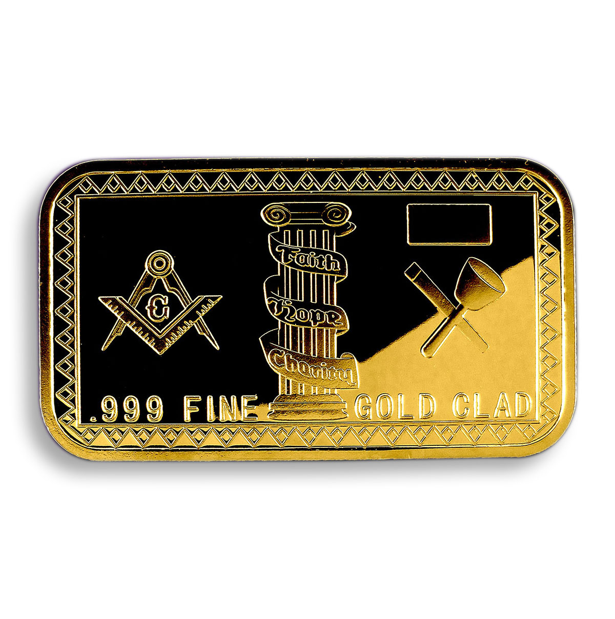 Free Masonic, gold Plated bar, Symbol