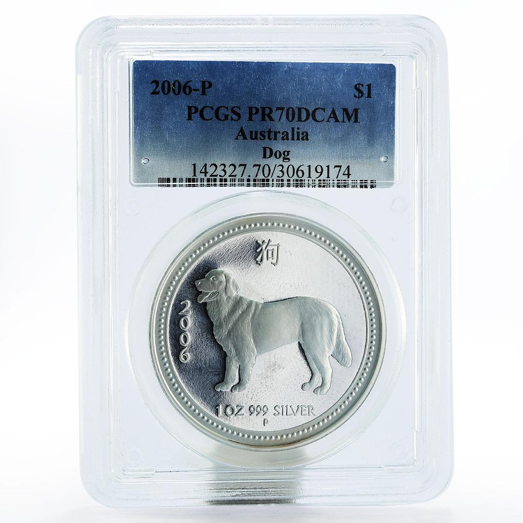 Australia 1 dollar Year of the Dog PR70 PCGS silver coin 2006