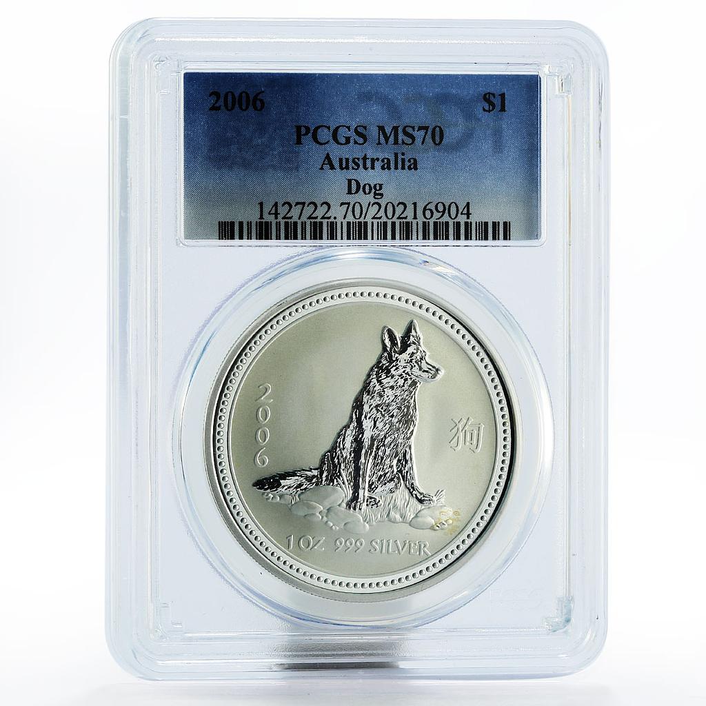 Australia 1 dollar Year of the Dog MS70 PCGS silver coin 2006
