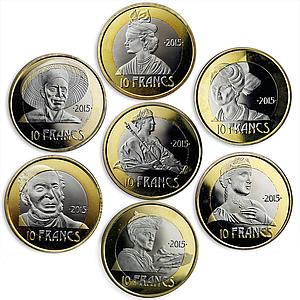 French Antilles 10 francs West Indies Caribbean islands set of seven coins 2015