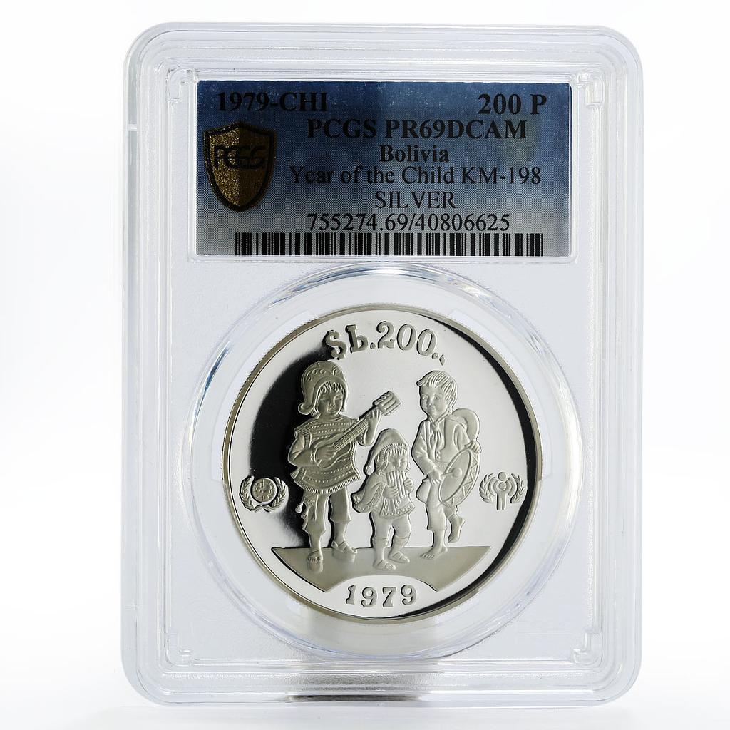 Bolivia 200 peso Bolivianos Year of the Child PR69 PCGS silver coin 1979