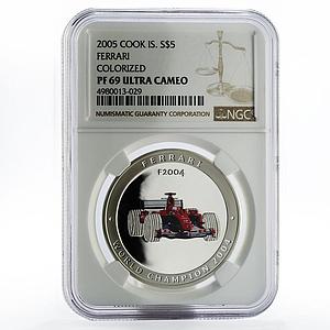 Cook Islands 5 dollars Ferrari F2004 Formula PF69 NGC silver coin 2004