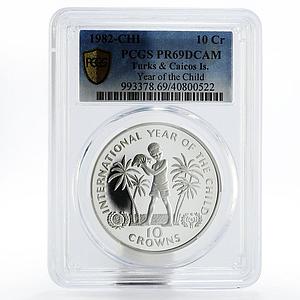Turks and Caicos Islands 10 crowns Year of Child PR69 PCGS  silver coin 1982