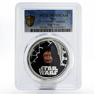 Niue 2 dollars Star Wars series Emperor Palpatine PR70 PCGS silver coin 2011