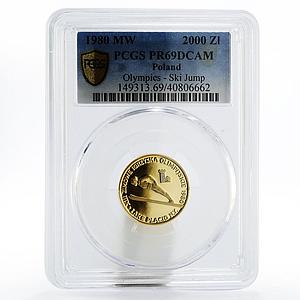 Poland 2000 zlotych XIII Winter Olympics Lake Placid PR69 PCGS gold coin 1980