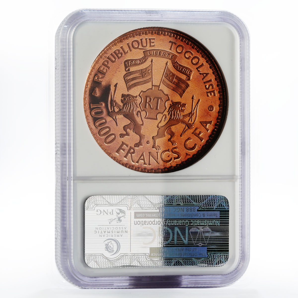 Togo 10000 francs Essai General Gnassingbe Eyadema PF67 NGC E12 copper coin 1977
