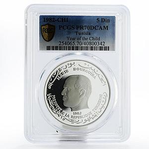 Tunisia 5 dinars International Year of the Child PR70 PCGS silver coin 1982