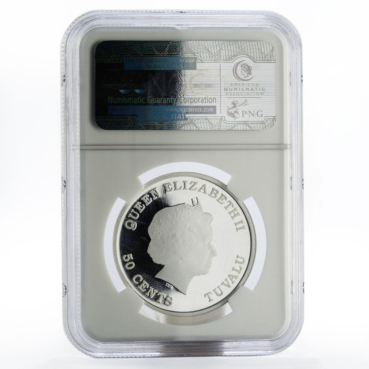 Tuvalu 50 cents Year of the Baby Snake PF70 NGC silver coin 2013