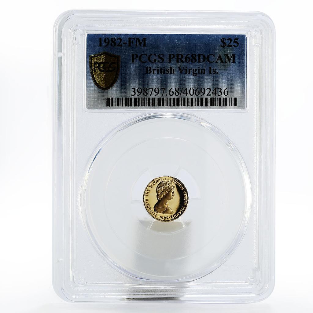 British Virgin Islands 25 dollars Red-Tailed Hawk Birds PR68 PCGS gold coin 1982