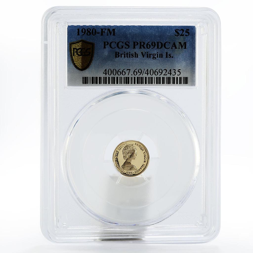 British Virgin Islands 25 dollars Red-Tailed Hawk Birds PR69 PCGS gold coin 1980