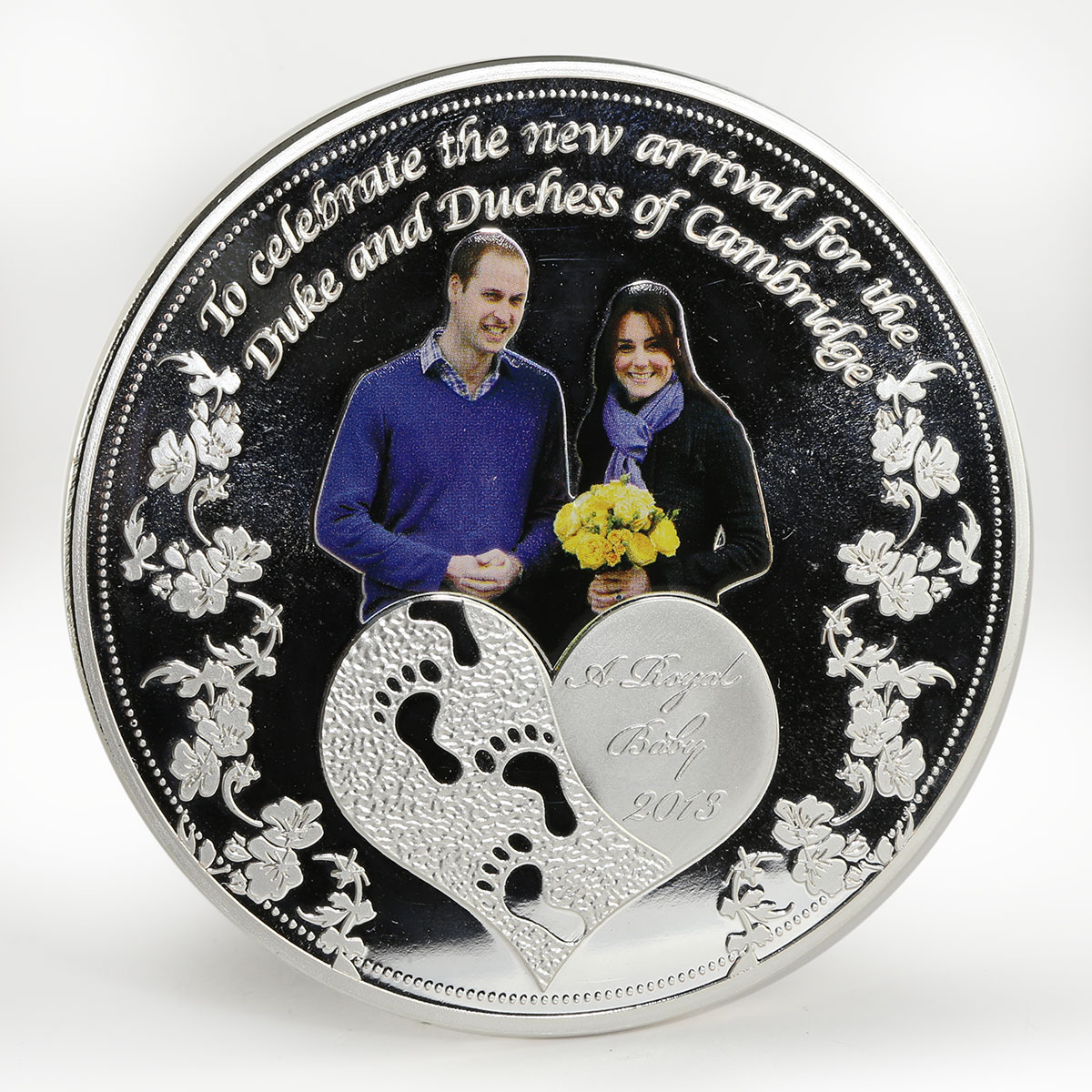 Ghana 1 cedi The Royal Baby proof color silverplated coin 2013
