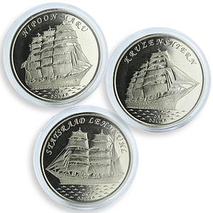 Gilbert Islands 1 dollar set of 3 coins Kruzenshtern Nipoon Maru Statsraad 2018