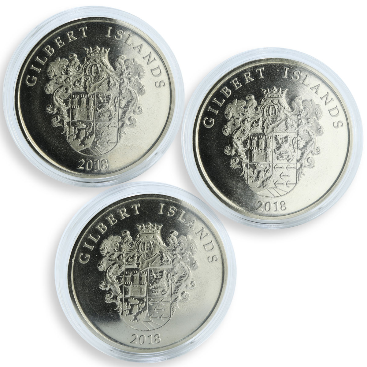Gilbert Islands 1 dollar set of 3 coins Kruzenshtern Nipoon Maru Statsraad 2018