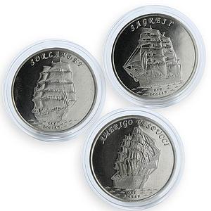 Gilbert Islands 1 dollar set of 3 coins Ships Amerigo Vespucci Sorlander 2017