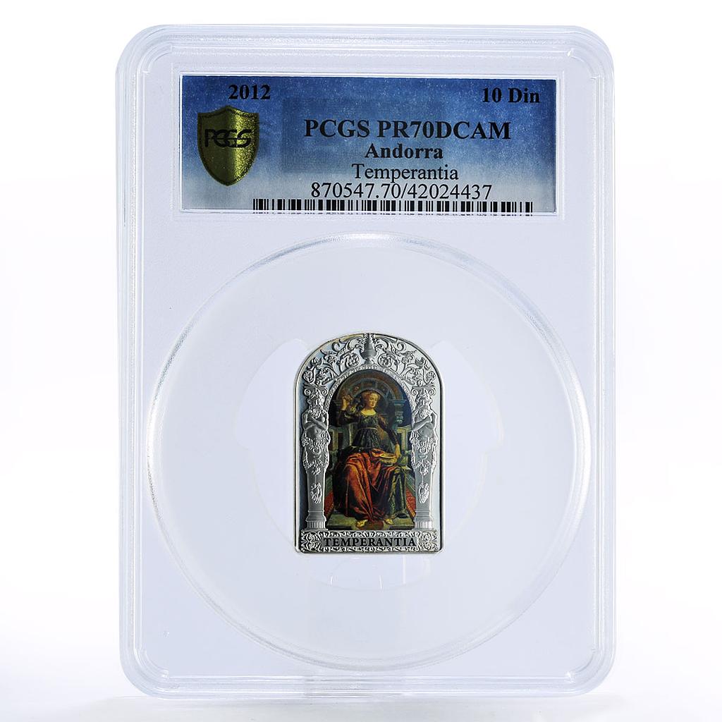 Andorra 10 diners Seven Virtues Temperantia PR70 PCGS colored silver coin 2012
