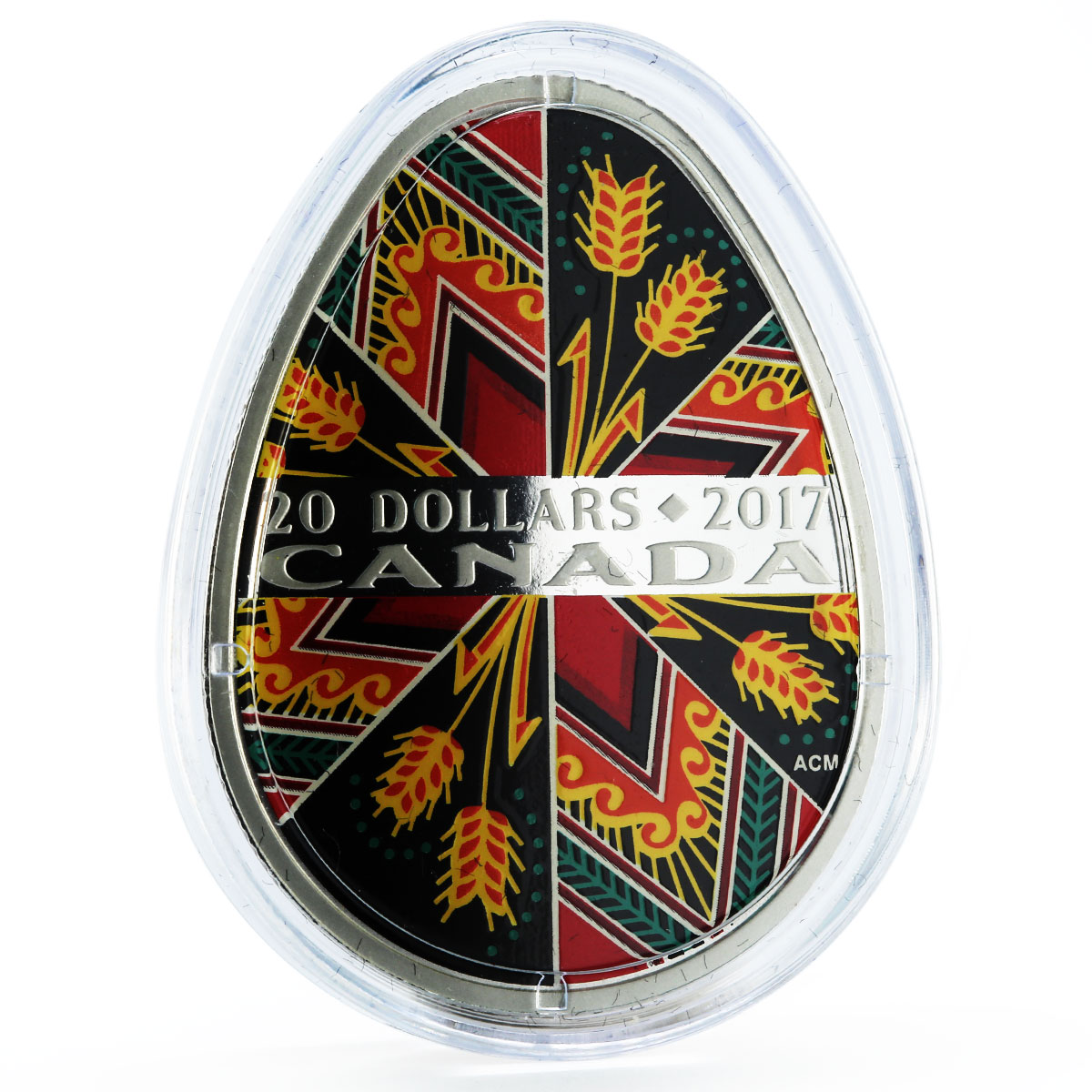 Canada 20 dollars Ukrainian Folk Culture series Pysanka colored silver coin 2017