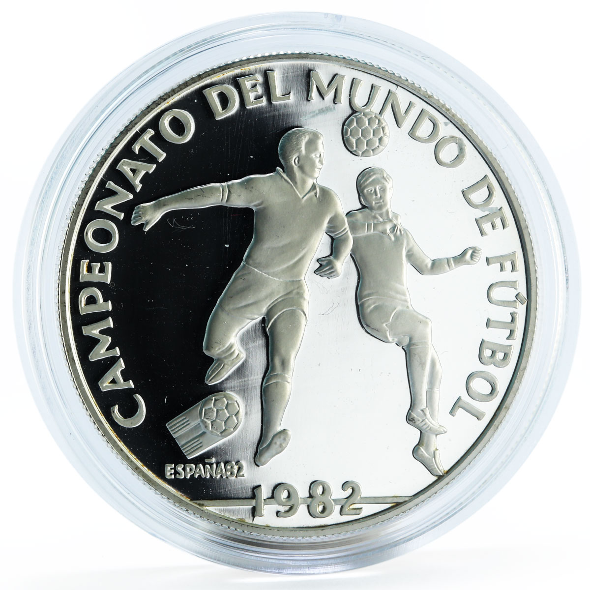 Panama 10 balboas Football World Cup in Spain Two Players proof silver coin 1982