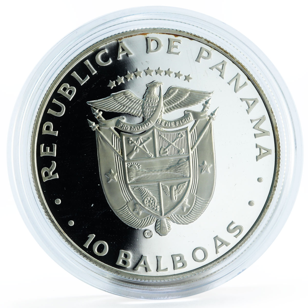Panama 10 balboas Football World Cup in Spain Two Players proof silver coin 1982