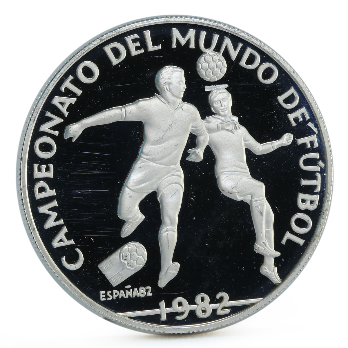 Panama 10 balboas Football World Cup in Spain Two Players proof silver coin 1982