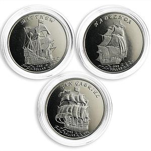 Gilbert Islands set of 3 coins Ships 2015