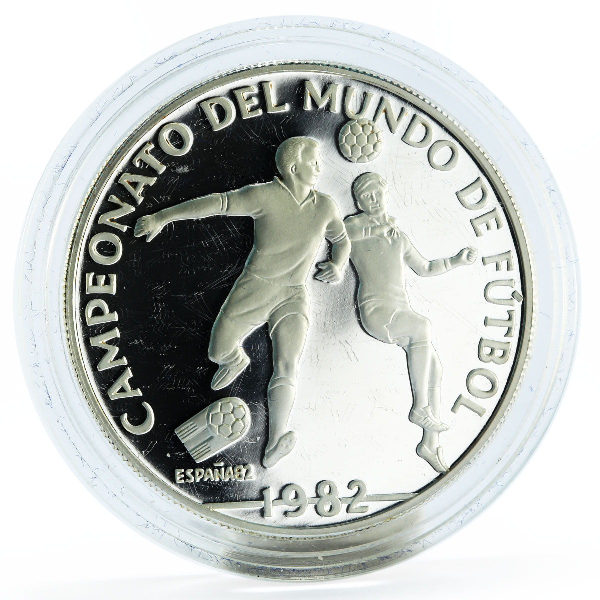 Panama 10 balboas Football World Cup in Spain Two Players proof silver coin 1982