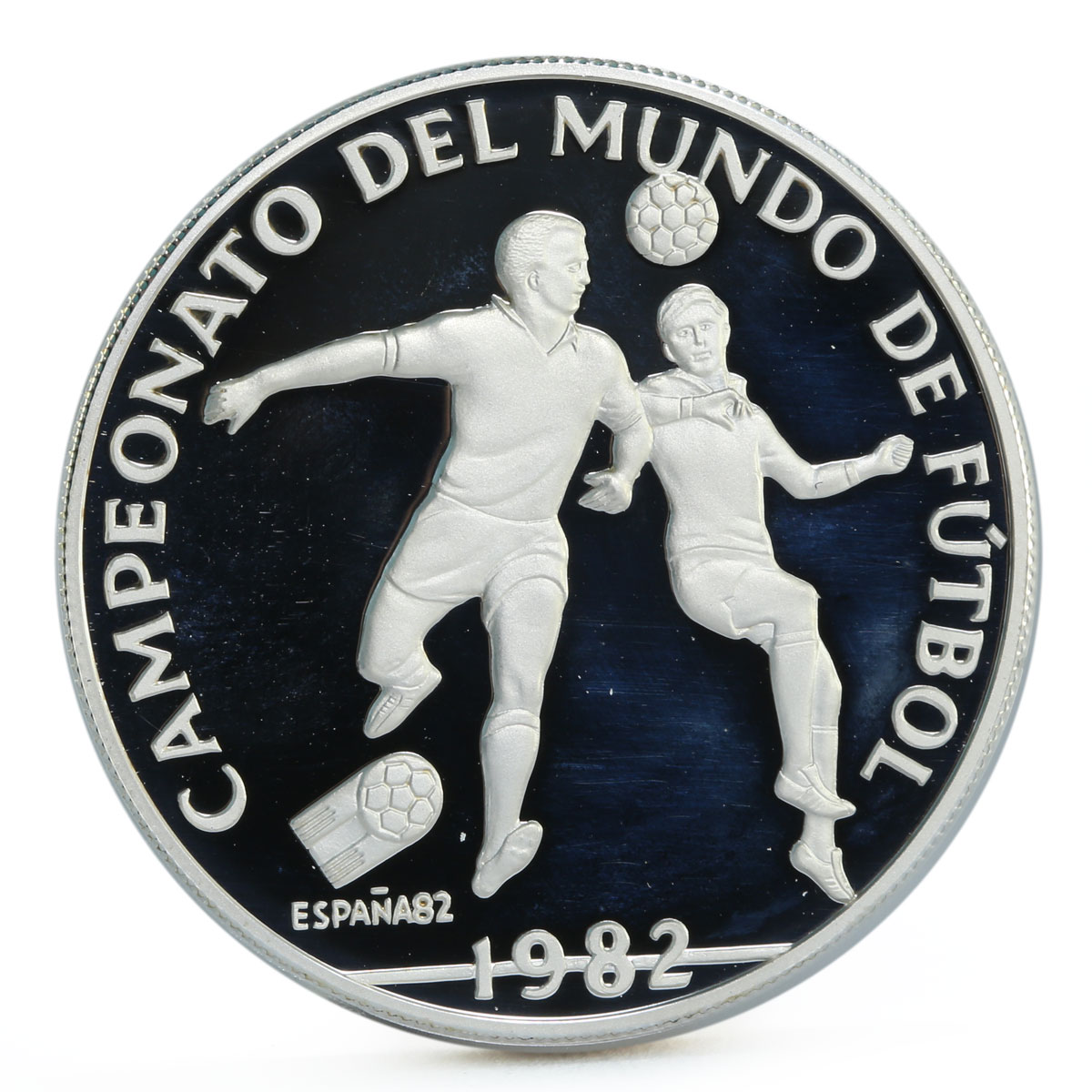 Panama 10 balboas Football World Cup in Spain Two Players proof silver coin 1982