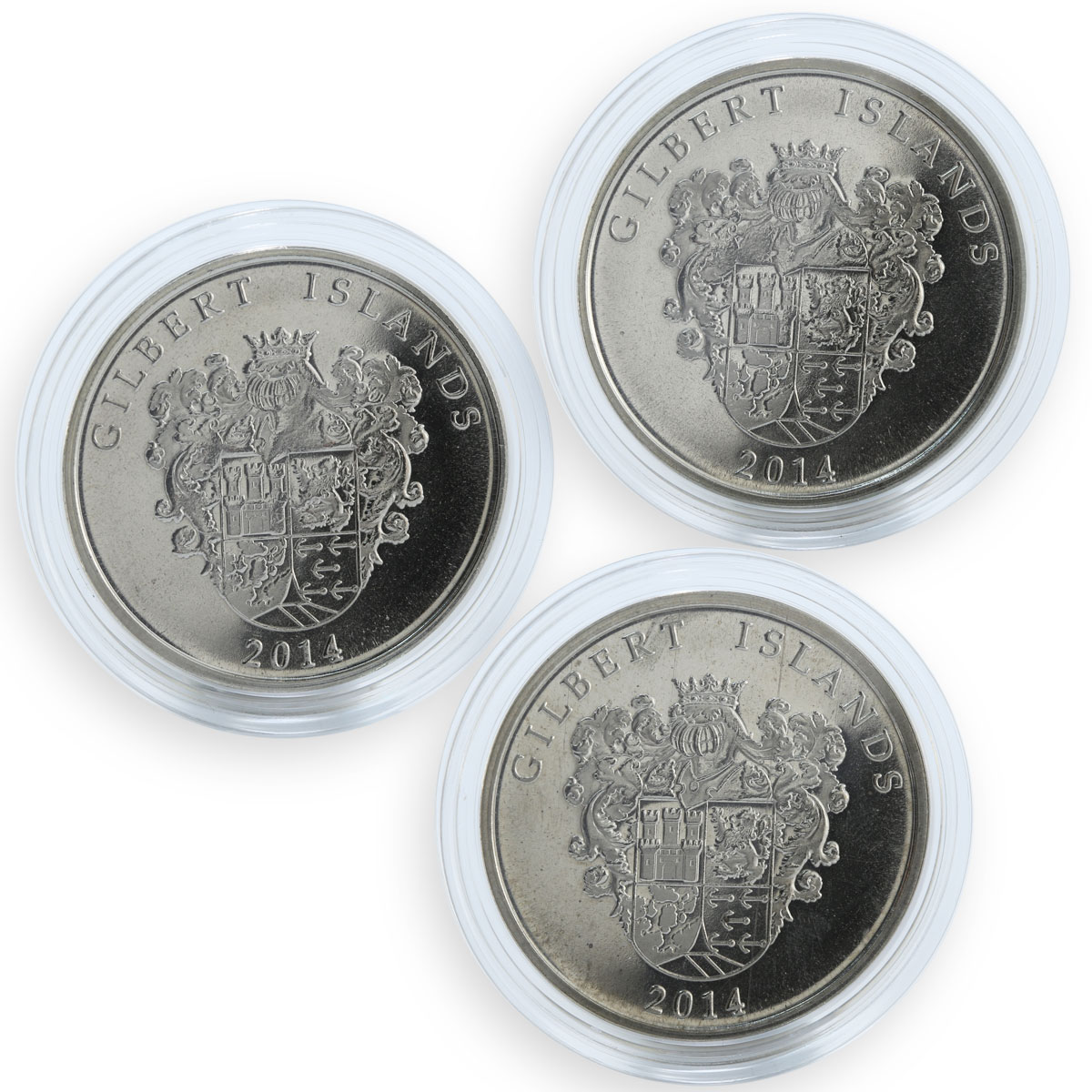 Gilbert Islands set of 3 coins Ships Resolution Endeavour Trinidad 2014