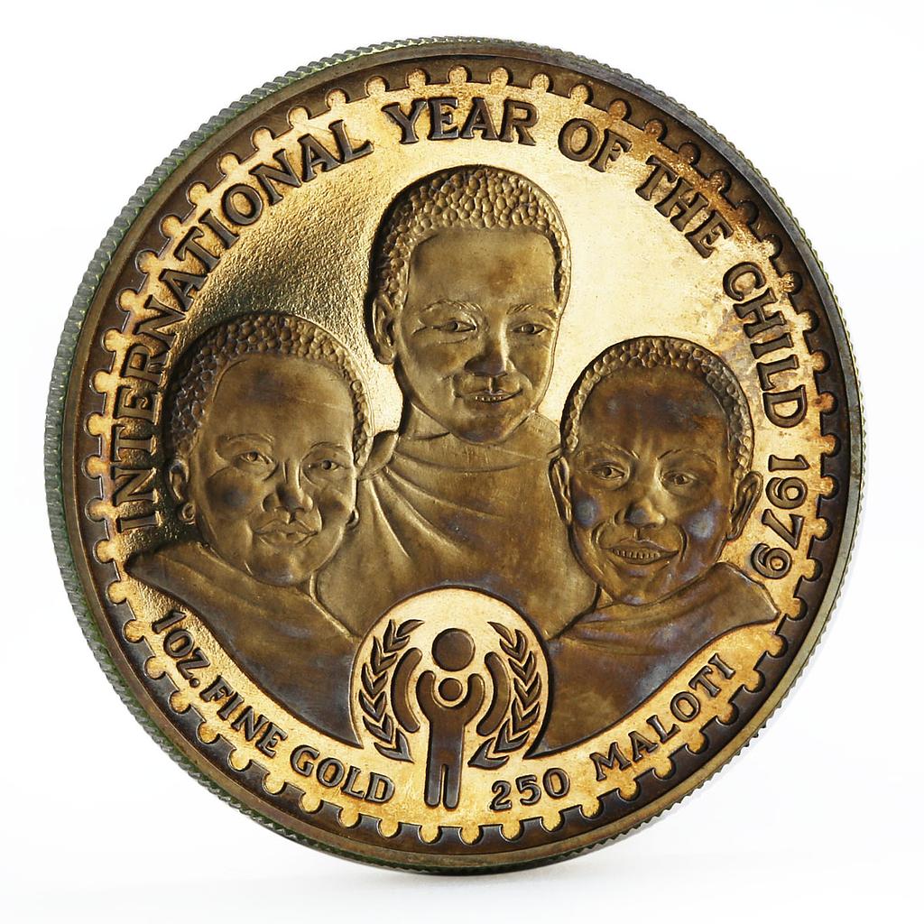 Lesotho 250 maloti Year of the Child PN12 trial essai brass coin 1979