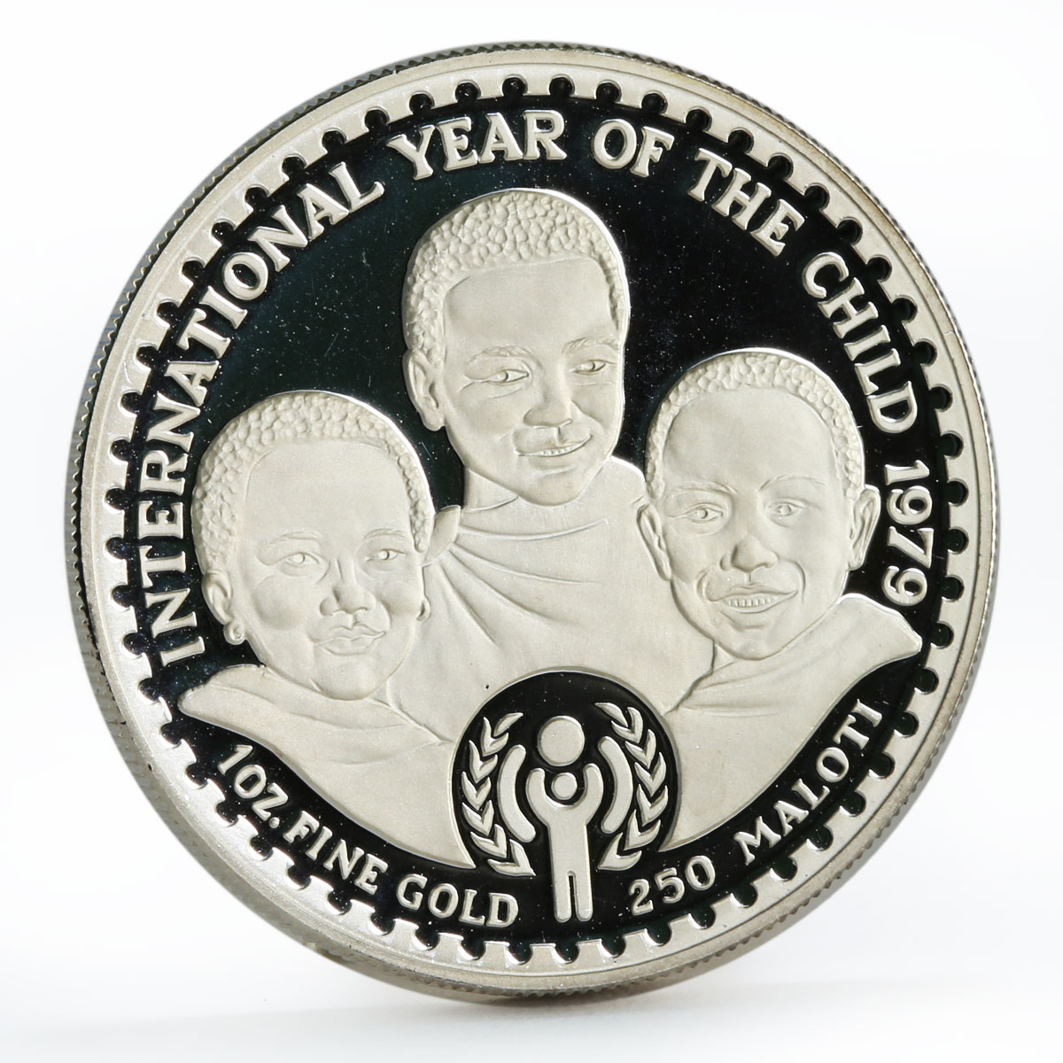 Lesotho 250 maloti Year of the Child PN14 proof silver coin 1979